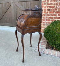 Load image into Gallery viewer, Antique French Cylinder Desk Nightstand Entry Hall Writing Table Oak PETITE