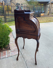 Load image into Gallery viewer, Antique French Cylinder Desk Nightstand Entry Hall Writing Table Oak PETITE