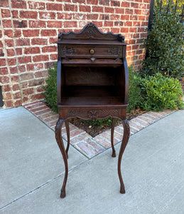 Antique French Cylinder Desk Nightstand Entry Hall Writing Table Oak PETITE