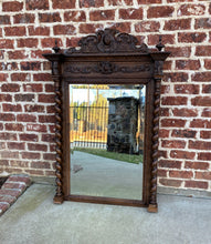 Load image into Gallery viewer, Antique French Mirror Pier Mantel Beveled Carved Oak Crown Barley Twist LARGE