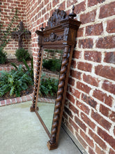 Load image into Gallery viewer, Antique French Mirror Pier Mantel Beveled Carved Oak Crown Barley Twist LARGE