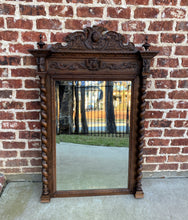 Load image into Gallery viewer, Antique French Mirror Pier Mantel Beveled Carved Oak Crown Barley Twist LARGE