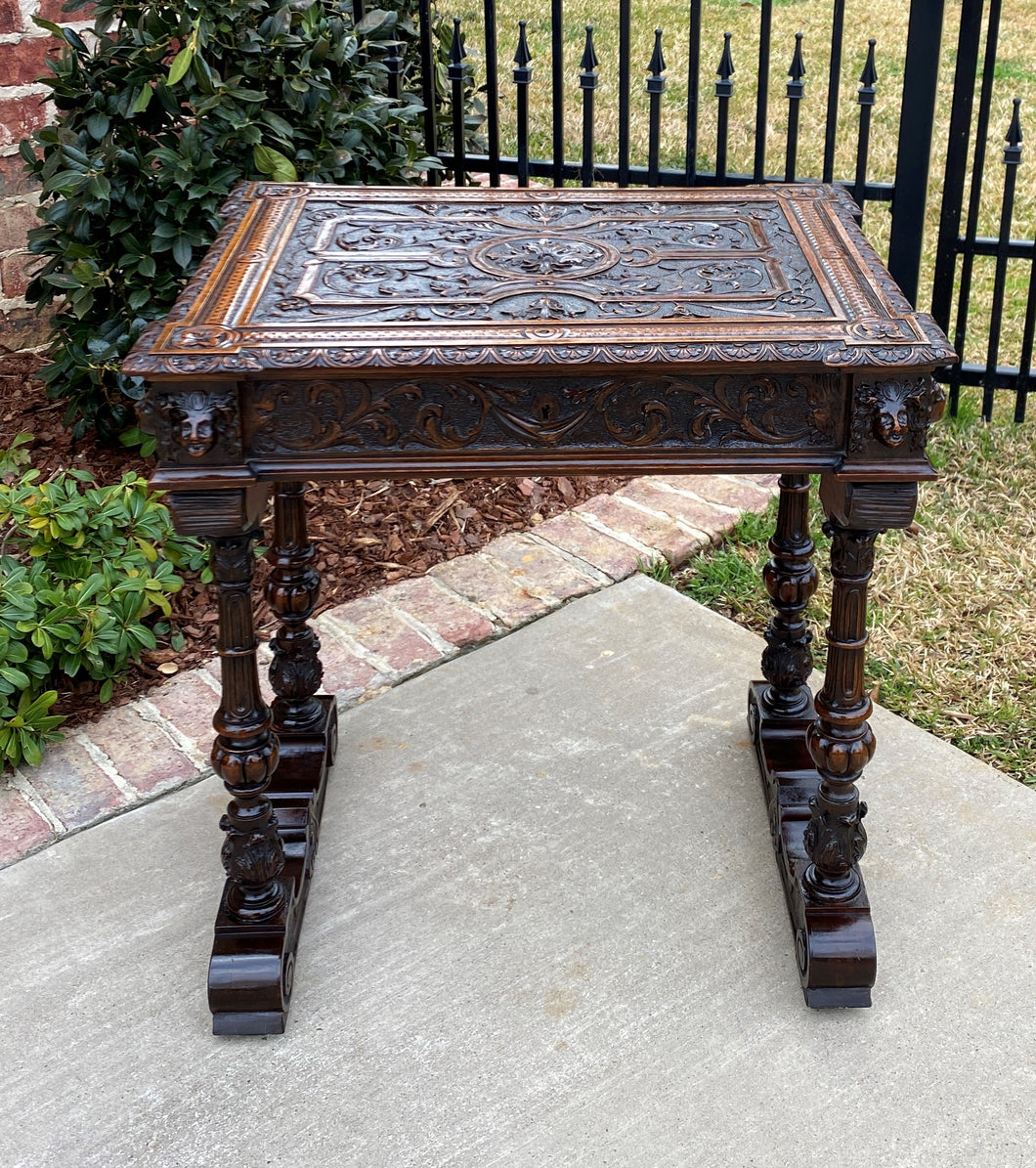 Antique English Walnut Sewing Table End Table Game Card Table Lift Top Humidor