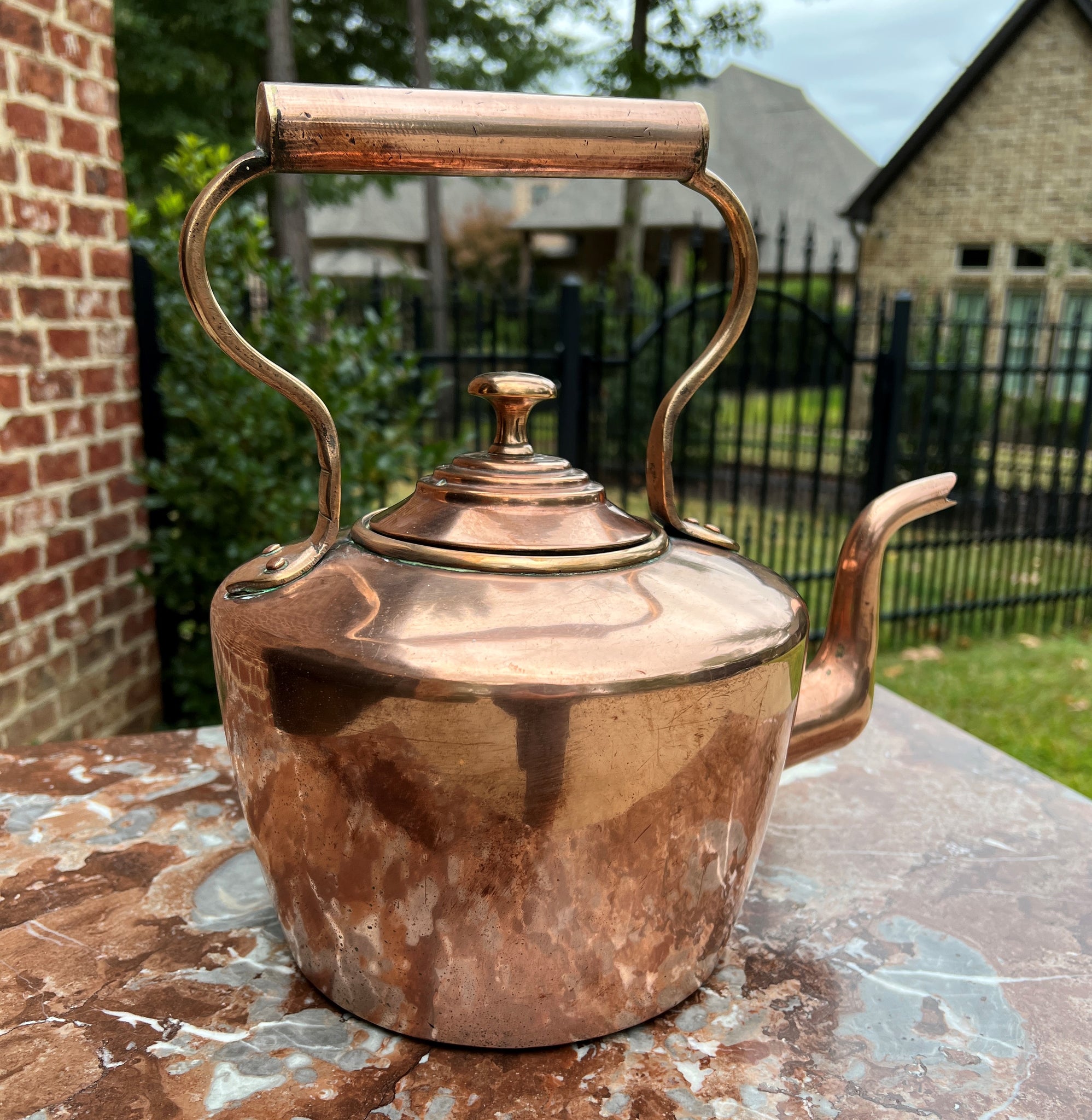 Antique Copper Tea Kettle Gooseneck Spout