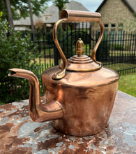 Load image into Gallery viewer, Antique English Copper Brass Tea Kettle Coffee Pitcher Spout Handle #3 c. 1900