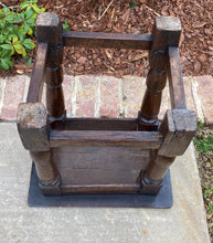 Load image into Gallery viewer, Antique English Oak Joint Stool Bench Footstool Turned Post Pegged 19.5&quot; T 1930s