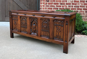 Antique French Blanket Box Chest Trunk Coffer Toy Box Gothic Oak Coffee Table