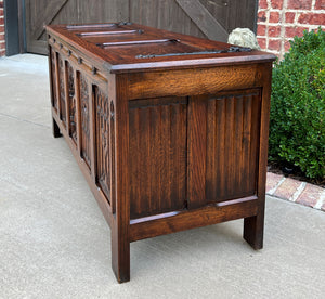 Antique French Blanket Box Chest Trunk Coffer Toy Box Gothic Oak Coffee Table