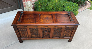Antique French Blanket Box Chest Trunk Coffer Toy Box Gothic Oak Coffee Table
