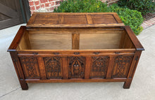 Load image into Gallery viewer, Antique French Blanket Box Chest Trunk Coffer Toy Box Gothic Oak Coffee Table