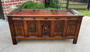 Antique French Blanket Box Chest Trunk Coffer Toy Box Gothic Oak Coffee Table