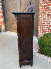 Load image into Gallery viewer, Antique French Breton Cabinet Bonnetiere Cupboard Carved Dark Oak Brittany 19thC
