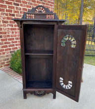 Load image into Gallery viewer, Antique French Breton Cabinet Bonnetiere Cupboard Carved Dark Oak Brittany 19thC