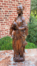 Load image into Gallery viewer, Antique French Statue Figure Sculpture Lady Woman Holding Orb Carved Oak 25&quot; T