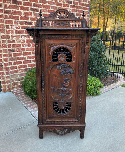 Antique French Breton Cabinet Bonnetiere Wardrobe Cupboard Carved Oak 19th C