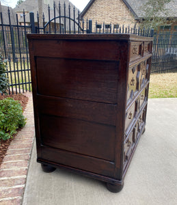 Antique English Chest of Drawers Jacobean Oak 4 Drawers Commode Cabinet 19th C