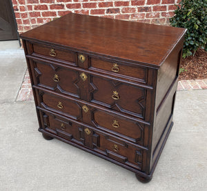 Antique English Chest of Drawers Jacobean Oak 4 Drawers Commode Cabinet 19th C