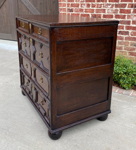 Antique English Chest of Drawers Jacobean Oak 4 Drawers Commode Cabinet 19th C