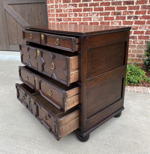 Antique English Chest of Drawers Jacobean Oak 4 Drawers Commode Cabinet 19th C