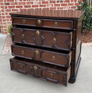 Antique English Chest of Drawers Jacobean Oak 4 Drawers Commode Cabinet 19th C