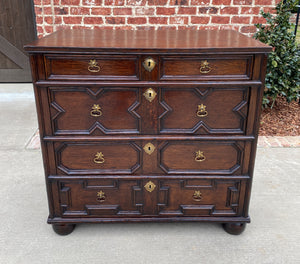 Antique English Chest of Drawers Jacobean Oak 4 Drawers Commode Cabinet 19th C