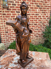 Load image into Gallery viewer, Antique French Statue Figure Saint Lady Sculpture Book Bible Carved Oak 23.5&quot; T