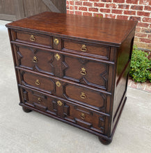 Load image into Gallery viewer, Antique English Chest of Drawers Jacobean Oak 4 Drawers Commode Cabinet 19th C