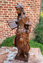 Load image into Gallery viewer, Antique French Statue Figure Saint Lady Sculpture Book Bible Carved Oak 23.5&quot; T