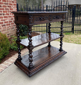 Antique French Dessert Server Sideboard Barley Twist Gothic Oak 2 Drawers