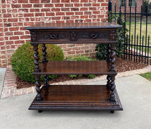 Antique French Dessert Server Sideboard Barley Twist Gothic Oak 2 Drawers