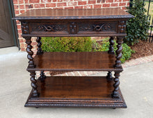 Load image into Gallery viewer, Antique French Dessert Server Sideboard Barley Twist Gothic Oak 2 Drawers