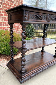 Antique French Dessert Server Sideboard Barley Twist Gothic Oak 2 Drawers