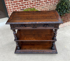 Antique French Dessert Server Sideboard Barley Twist Gothic Oak 2 Drawers