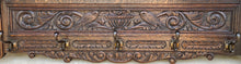 Load image into Gallery viewer, Antique French Wall Shelf Plate Rack Coat Hat Pot Rack Lions Oak 5 Hooks 44.25&quot;W