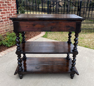 Antique French Dessert Server Sideboard Barley Twist Gothic Oak 2 Drawers