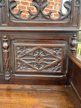 Load image into Gallery viewer, Antique French Bench Settee Hall Bench Gothic Oak Banquette Seating Lift Top 19C