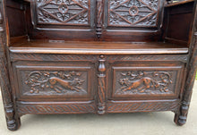 Load image into Gallery viewer, Antique French Bench Settee Hall Bench Gothic Oak Banquette Seating Lift Top 19C