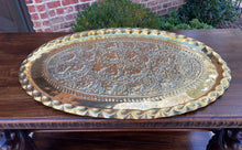 Load image into Gallery viewer, Antique English Brass Serving Tray Platter OVAL Grape Leaves Hanging 1930s