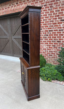 Load image into Gallery viewer, Antique English Bookcase Display Shelf Cabinet Two-Piece Carved Oak c. 1920s