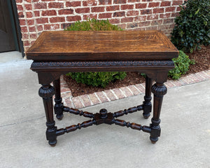 Antique English Game Table Flip Top Gaming Card Table Oak Console Sofa Entry