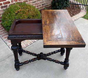 Antique English Game Table Flip Top Gaming Card Table Oak Console Sofa Entry