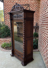 Load image into Gallery viewer, Antique French Bookcase Hunt Display Cabinet Barley Twist Renaissance 8ft. Oak