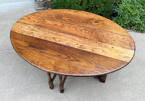Antique English Coffee Table Bench Drop Leaf Gate Leg Oak Pegged c. 1900