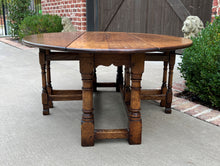 Load image into Gallery viewer, Antique English Coffee Table Bench Drop Leaf Gate Leg Oak Pegged c. 1900