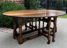 Load image into Gallery viewer, Antique English Coffee Table Bench Drop Leaf Gate Leg Oak Pegged c. 1900