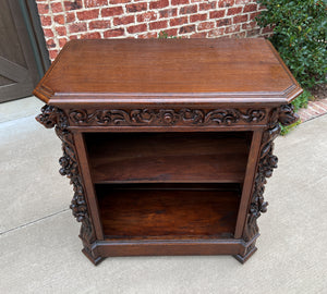 Antique French Bookcase BLACK FOREST Lion HUNT Bookcase Carved Oak 19th C