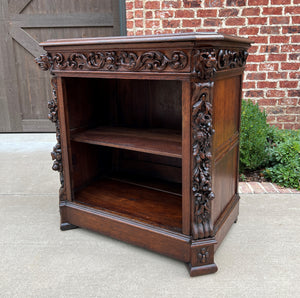 Antique French Bookcase BLACK FOREST Lion HUNT Bookcase Carved Oak 19th C