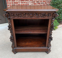 Load image into Gallery viewer, Antique French Bookcase BLACK FOREST Lion HUNT Bookcase Carved Oak 19th C