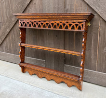 Load image into Gallery viewer, Antique English Plate Rack Wall Shelf Display Rack Arts &amp; Crafts Oak 37&quot;W