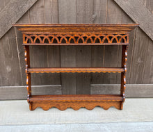 Load image into Gallery viewer, Antique English Plate Rack Wall Shelf Display Rack Arts &amp; Crafts Oak 37&quot;W